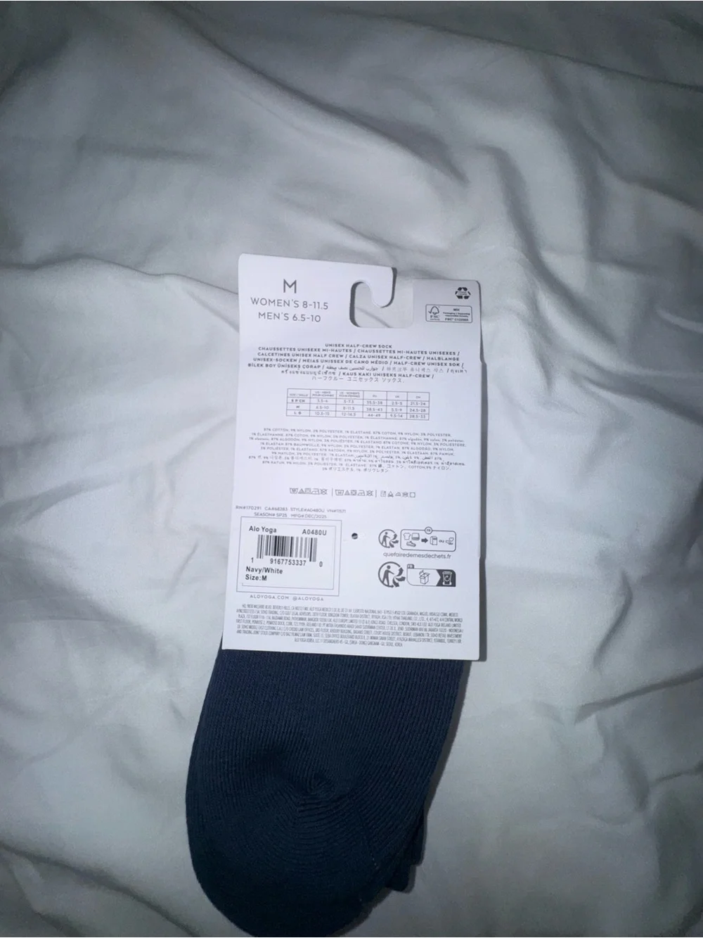ALO Yoga Unisex Half-Crew Socks - Navy/White